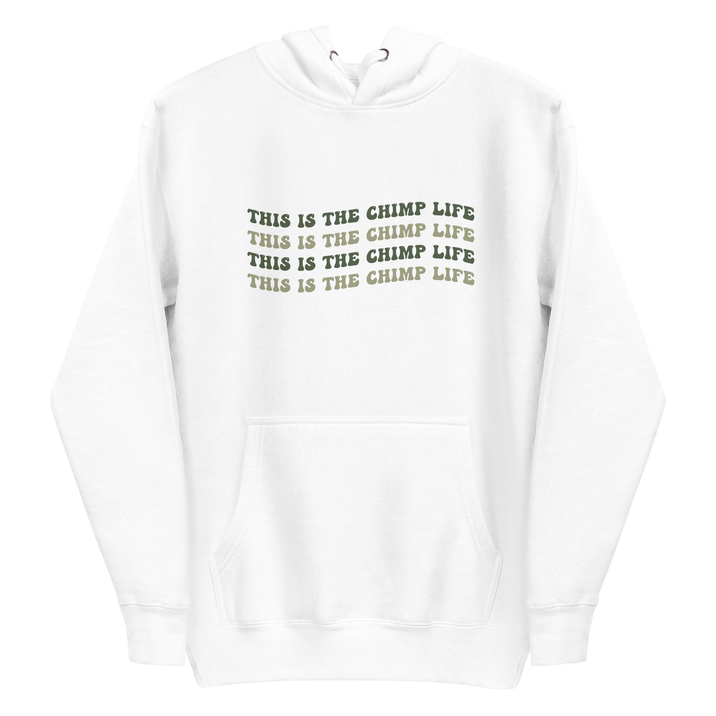 This is the Chimp Life Hoodie with chimp names on back
