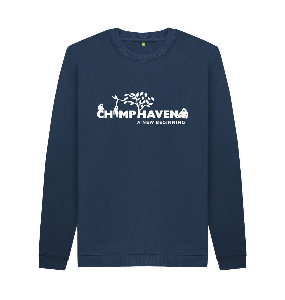 Navy Blue White Logo Crewneck Sweatshirt