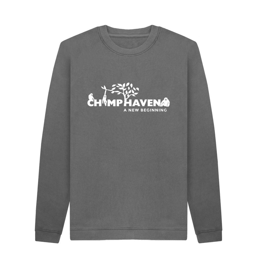 Slate Grey White Logo Crewneck Sweatshirt